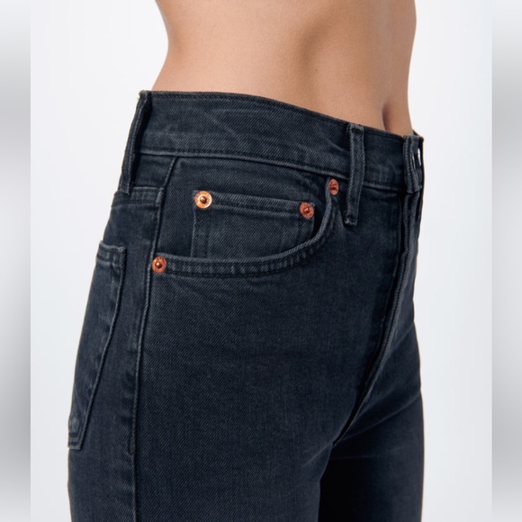 RE/DONE 70's Comfort Stretch High Rise Stove Pipe in Stoned Noir Size 28 - Picture 6 of 7